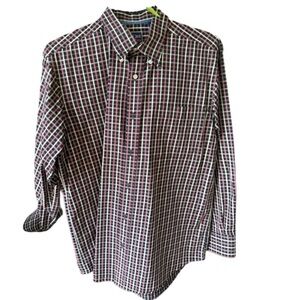 T HARRIS men’s 100% cotton, long sleeve plaid shirt excellent condition large